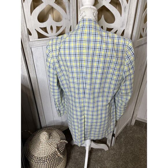 Vintage IZOD Lacoste Men's Plaid Sport Coat Blazer - Size 40R Green Blue - Picture 3 of 7